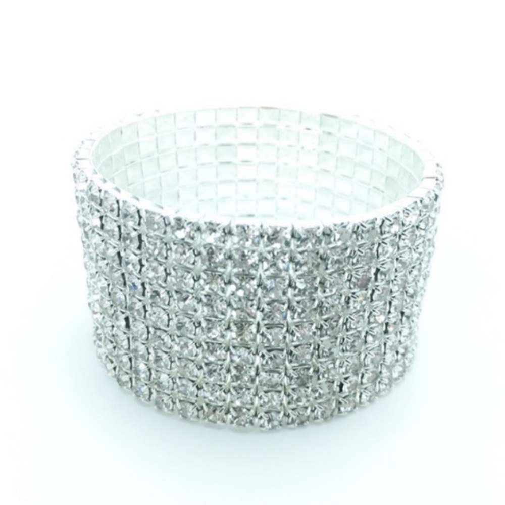 9 Row Rhinestone Stretch Bracelet - Picture 3 of 5